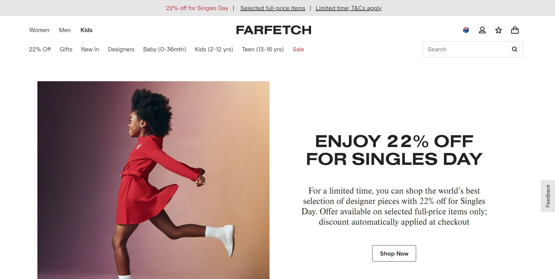 Shh, 22% OFF full-price items singles day offer + get extra AUD 70 OFF AUD 940+ with secret coupon