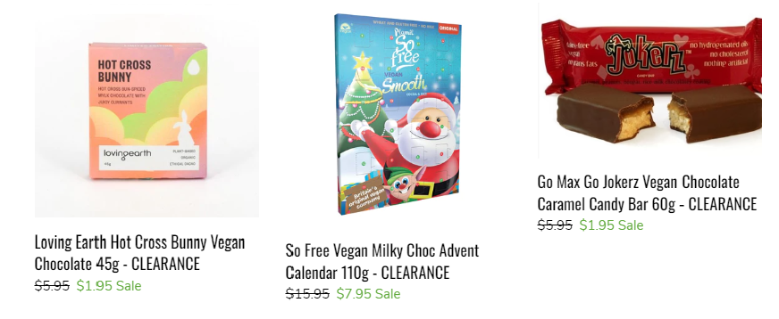 Save up to 70% OFF clearance vegan items from Go Max, Loving Earth, So Free &more