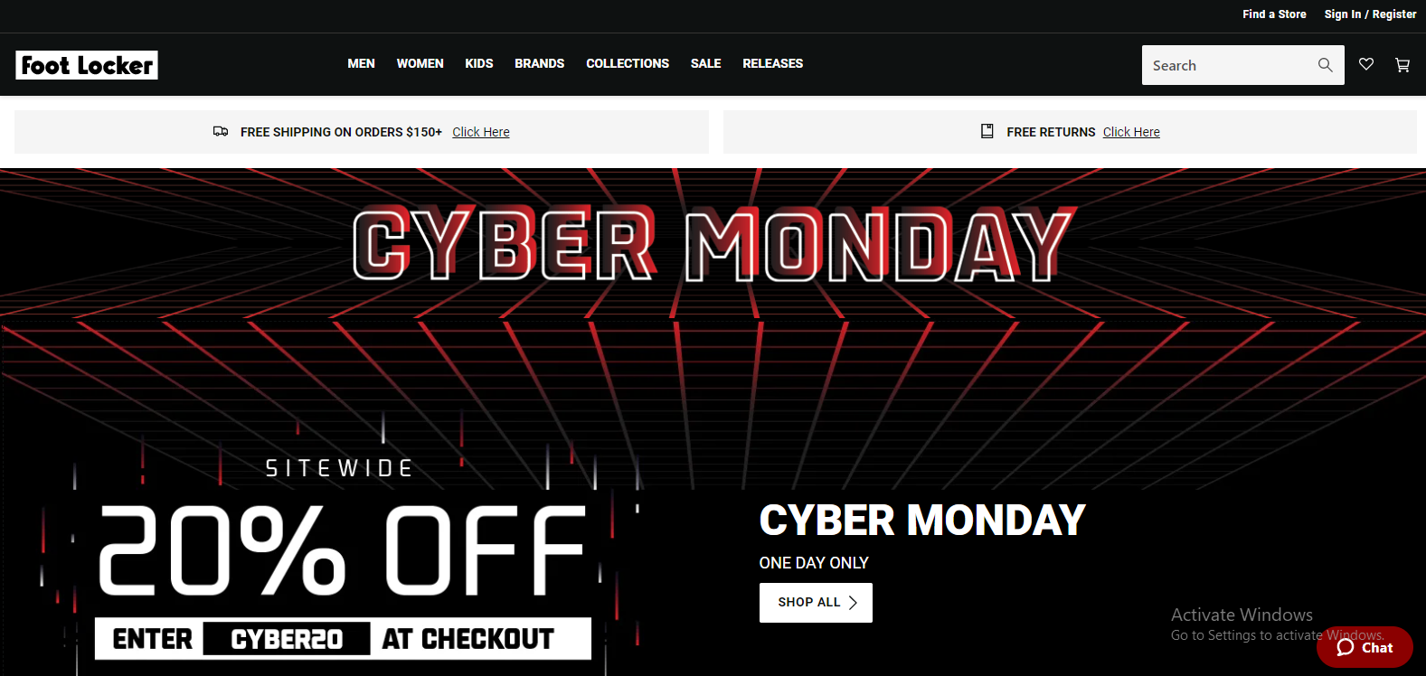 Foot Locker Cyber Monday extra 20% OFF sitewide with promo code including Nike, Adidas, Jordan &more