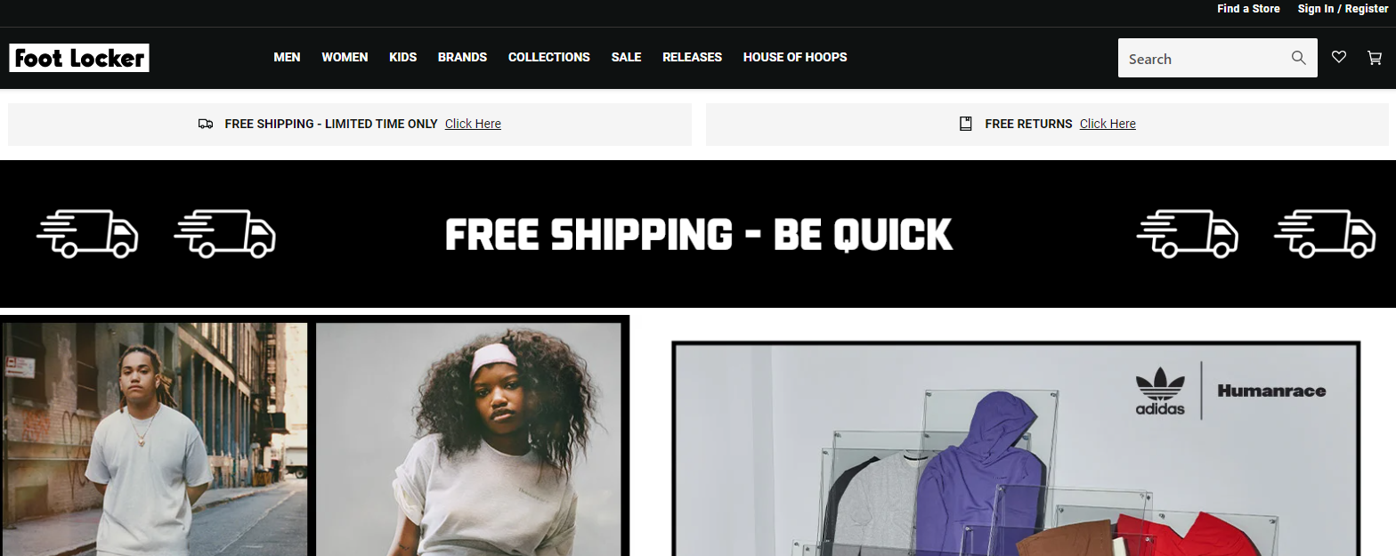 Foot Locker get free delivery on your order without any minimum spend