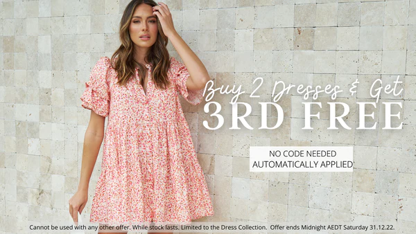 Buy 2 dresses & 3rd FREE at Franke and Co, Free shipping $200+