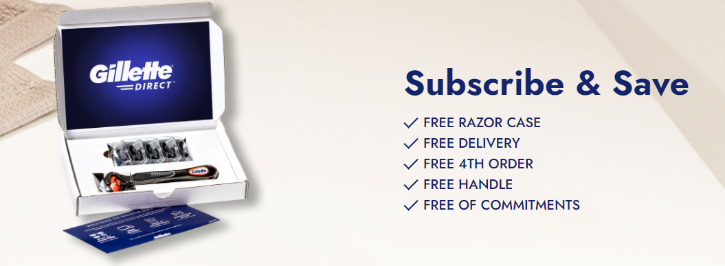 Gillette Subscribe & get free Razor case, handle, delivery & more