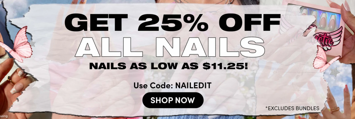 Extra 25% OFF on all nails with discount code
