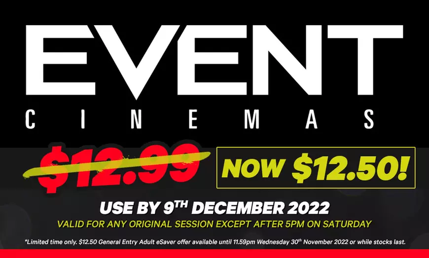 Up to 52% OFF Event Cinemas General Entry Adult, Child & Gold Class Unrestricted eVoucher @ Groupon