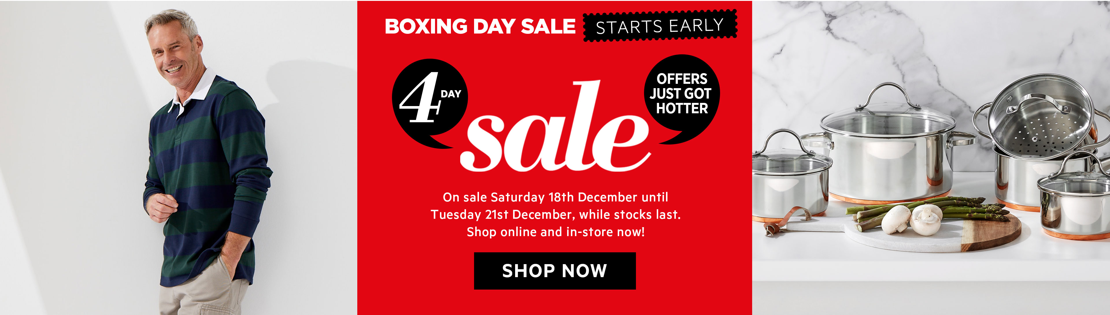 Harris Scarfe Boxing Day sale up to 60% OFF on kitchenware, clothing, footwear & more