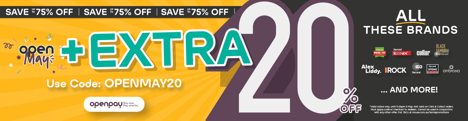 Up to 75% OFF + extra 20% OFF with House coupon