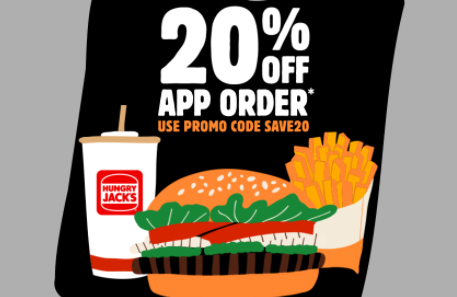 Hungry Jacks extra 20% OFF on app order with promo code(Pick up only)