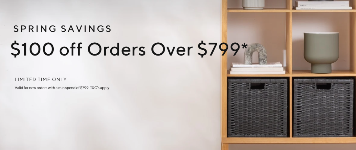 $100 OFF on orders over $799