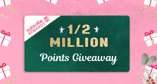 Join isubscribe Rewards for 1/2 Million Rewards Points Giveaway