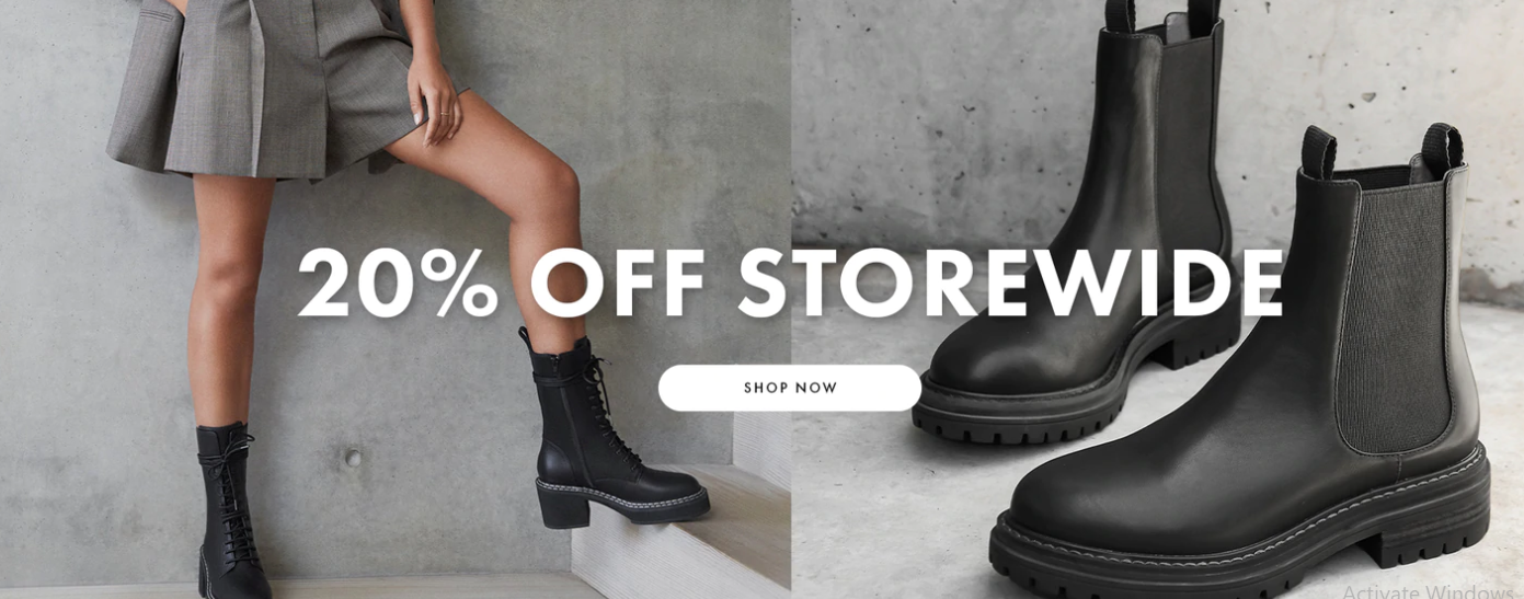 20% OFF storewide including boots, heels, flats & more at Jo Mercer