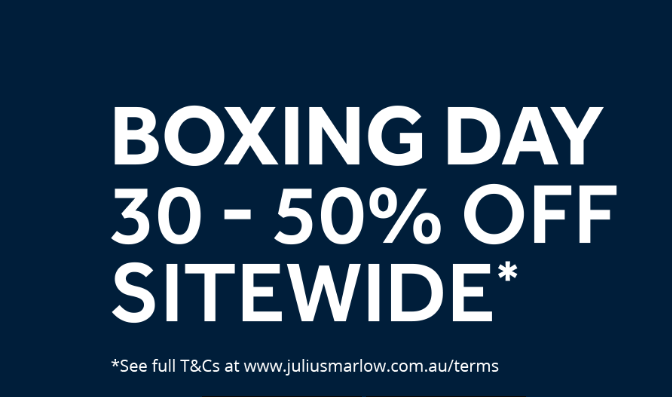Julius Marlow Boxing Day: 30-50% OFF sitewide, Free shipping $99+