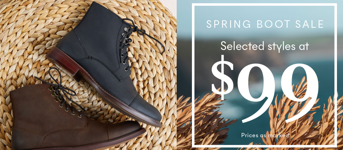 Spring boot sale selected styles at $99