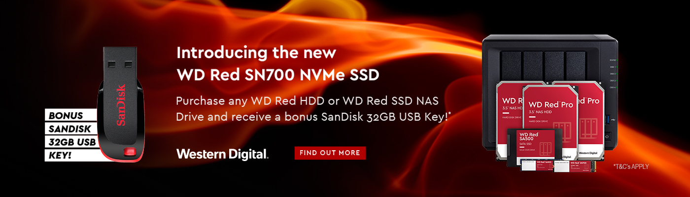 Get a free Sandisk 23GB USB key when you purchase a selected WD Red HDD, SSD