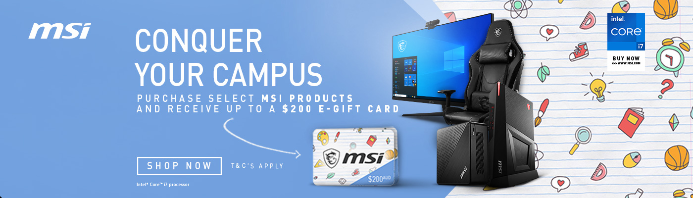 Receive up to $200 e-gift card when you purchase select MSI products