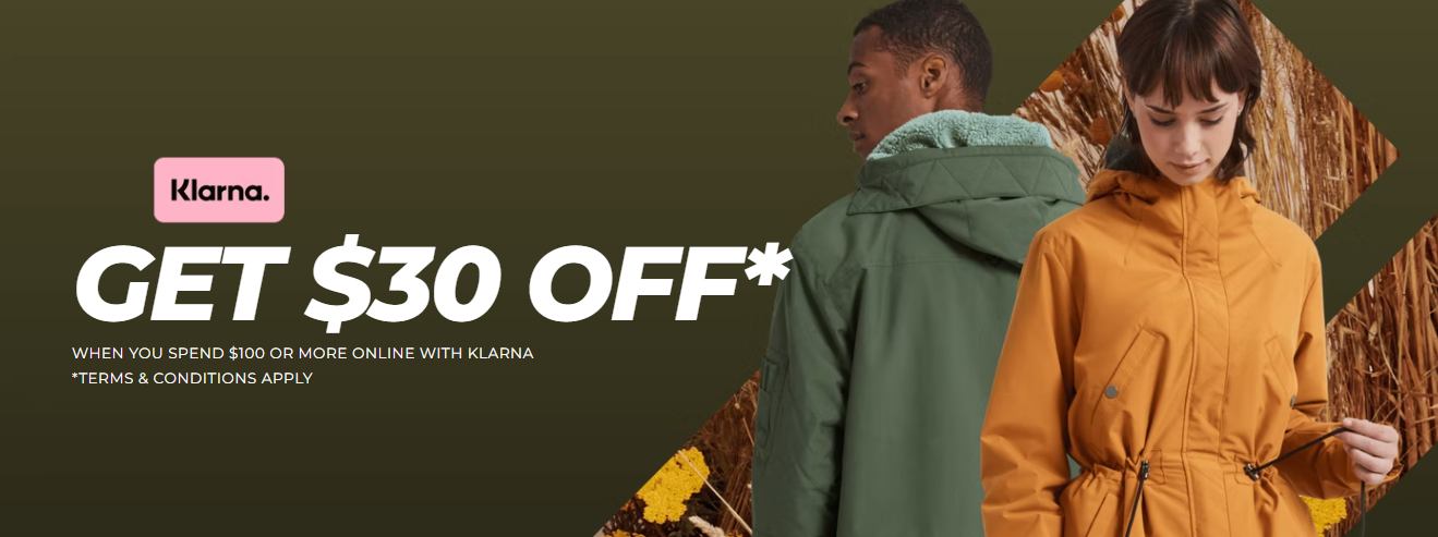 Kathmandu extra $30 OFF when you spend $100 with Klarna