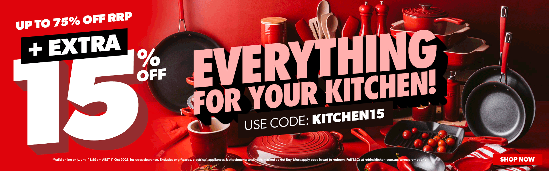 Up to 75% OFF RRP plus extra 15% OFF on everything with promo code