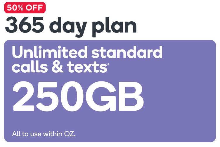 50% OFF on Kogan Mobile Prepaid plan (365 Days FLEX | 250GB) now $135(was $270)