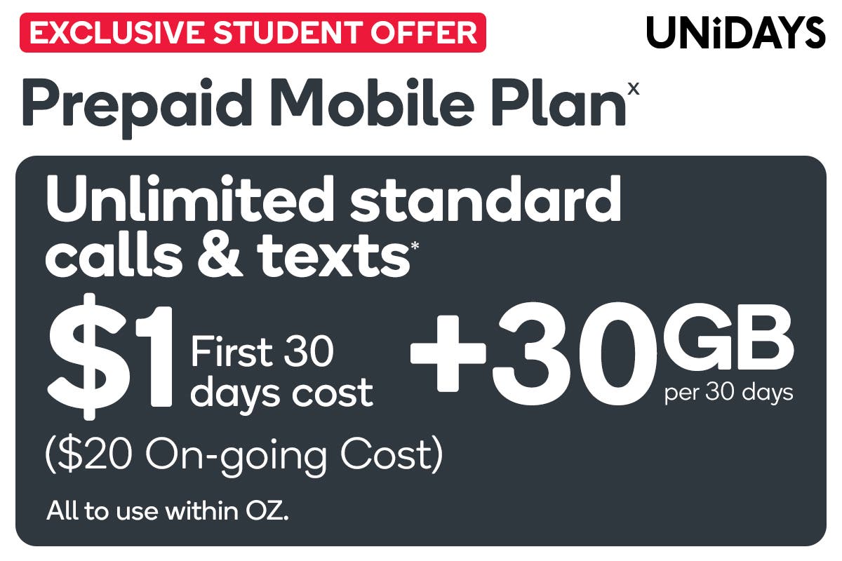 $1 Prepaid mobile 30 days plan + 30 GB Kogan Exclusive Student offer with promo code (was $20)