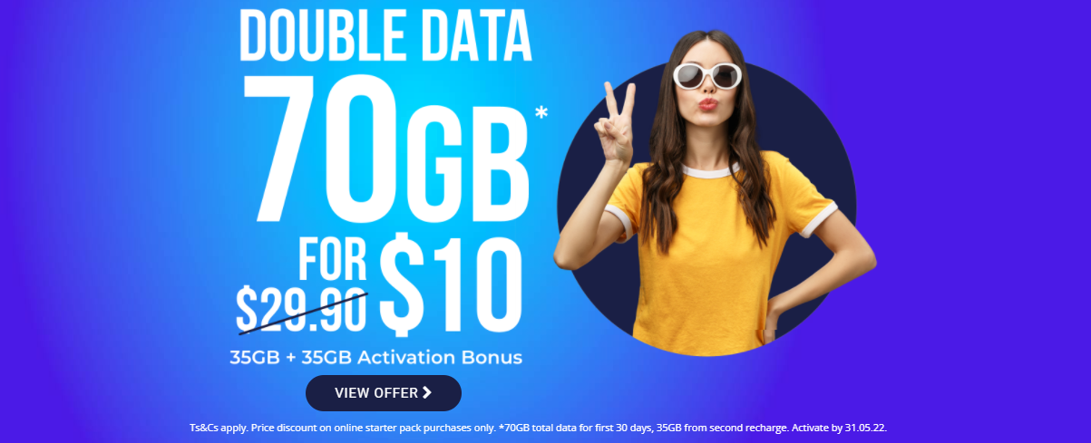 66% OFF on Medium 30 Day SIM now $10 was $29.90 + 35 GB activation bonus