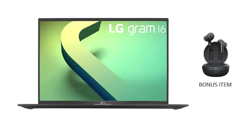 BONUS LG TONE Free FP9A Wireless Earbuds with LG gram 16'' Ultra-lightweight Laptop