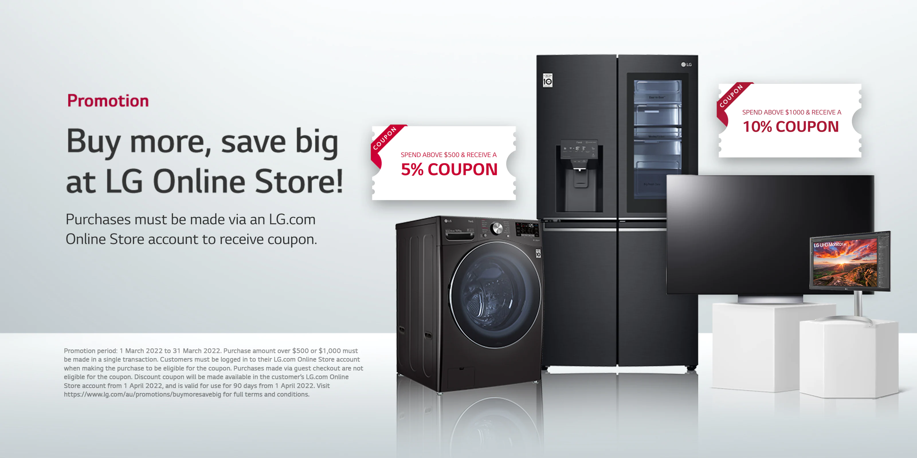 LG Australia spend & save up 10% OFF with coupon. Save on appliances, audio, video & more