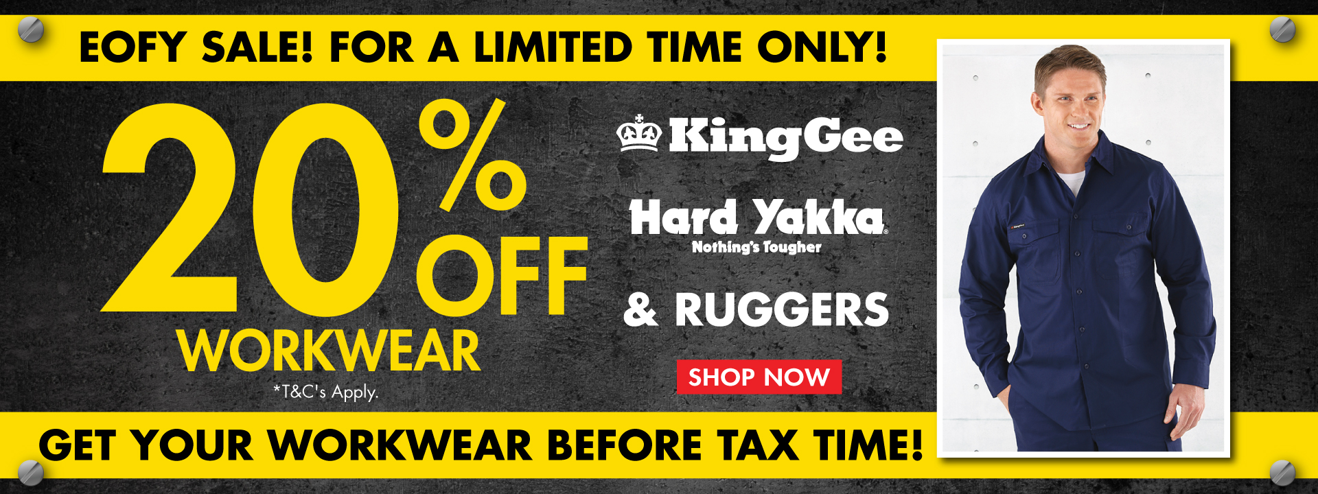 20% OFF King Gee, Hard Yakka and Ruggers at Lowes