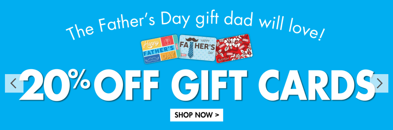 Father's Day sale - 20% OFF on gift cards