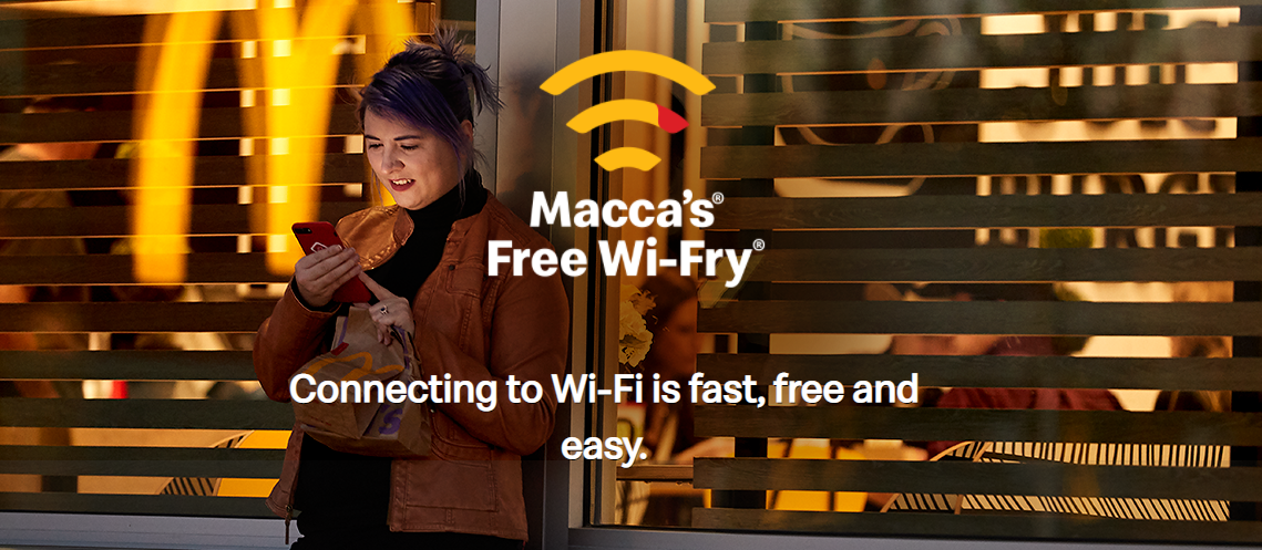 Receive 60 minutes or up to 250MB FREE Wi-Fi at Maccas restaurants