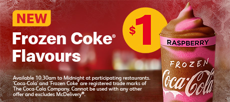 McDonalds get $1 Frozen Coke flavours, $1 No sugar Frozen Coca Cola