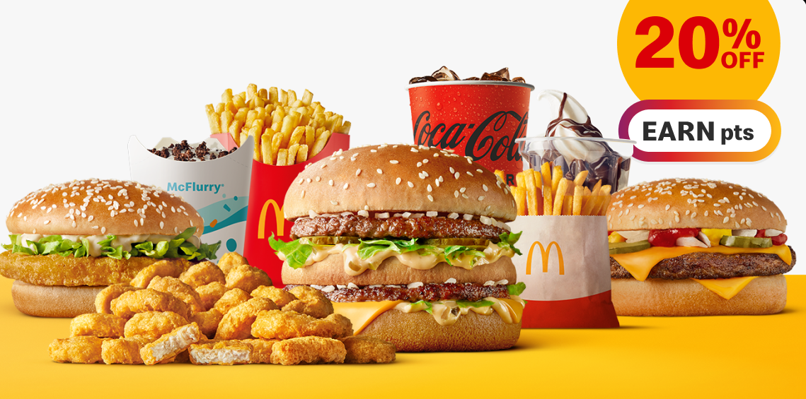 Score 20% OFF your entire order with $10+ spend @ MyMacca’s app