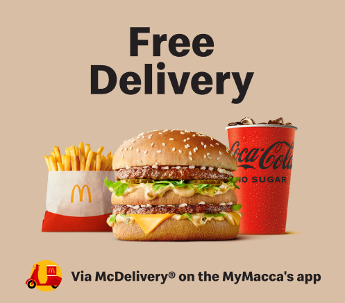 FREE Delivery when you order $40+ on the MyMacca's app