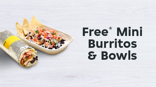Free Mini Burrito or Bowl on any GYG order $30+ via Menulog with coupon