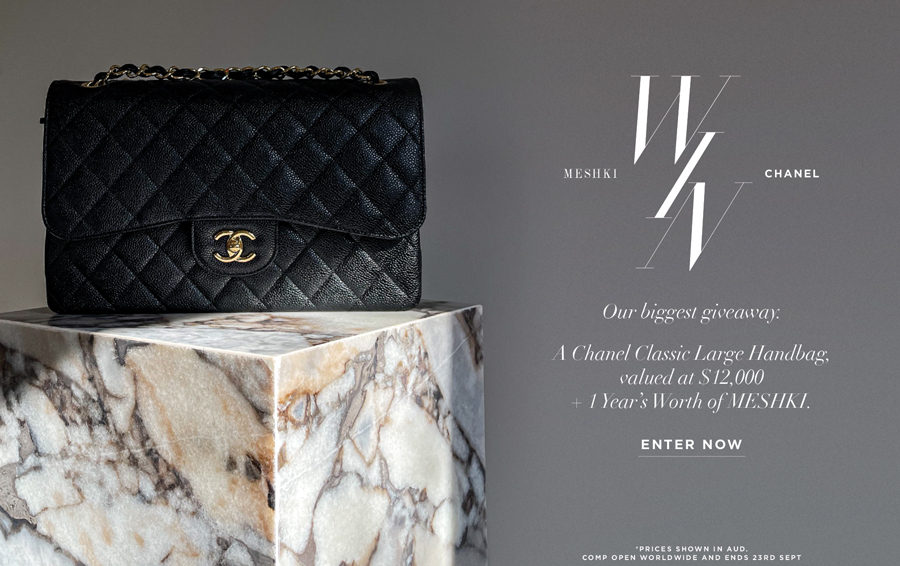 Win a $12,000 Chanel Bag + 1 year worth of Meshki ($2,400 total)
