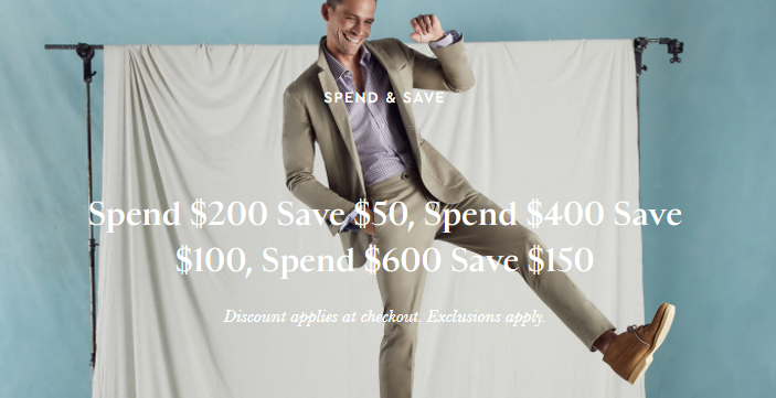 Spend & Save - Save up to $150 on suits