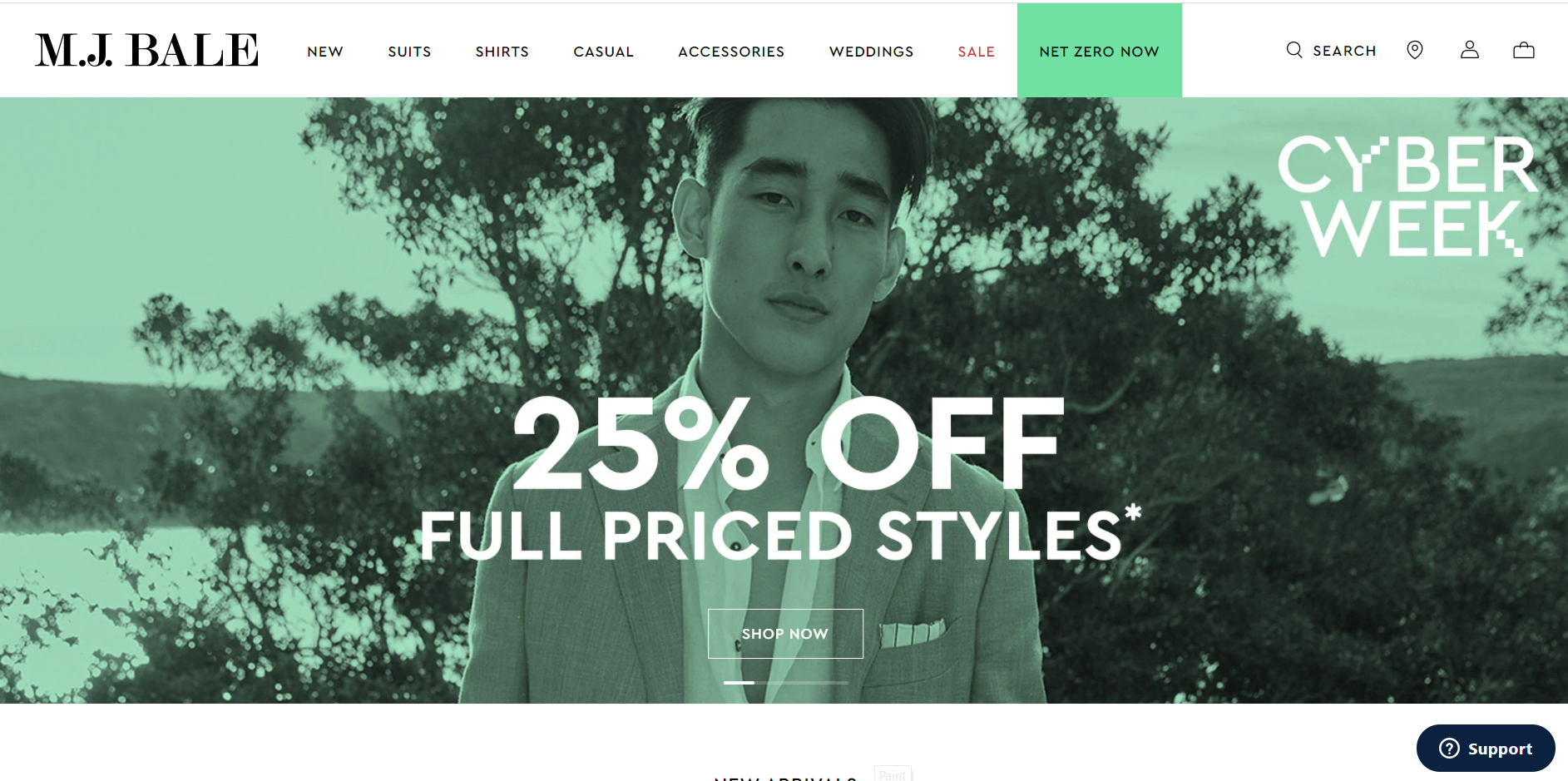 M.J. Bale Cyber week 25% OFF on full price styles including suits, shirts & more