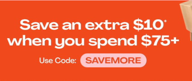 Extra $10 OFF $75+ with promo code @ MyDeal
