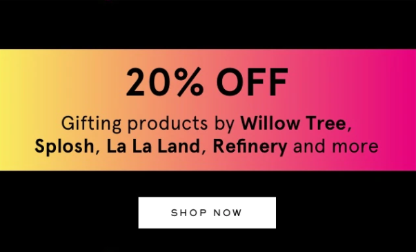 Myer 20% OFF on gifting products by Willow Tree, Splosh, Refinery & more
