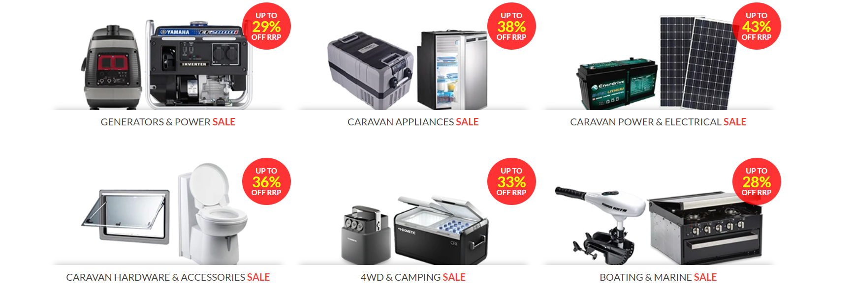 My Generator Spring Frenzy sale up to 57% OFF on premium Caravan & Camping Products