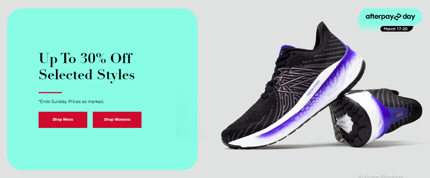New Balance AfterPay Day Sale up to 30% OFF on selected styles for men & women