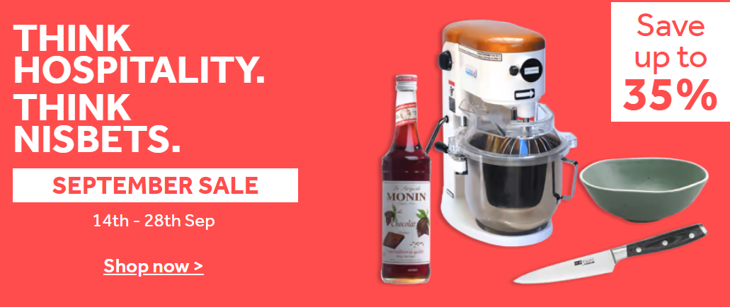 Save up to 35% OFF on September sale on kitchenware at Nisbets