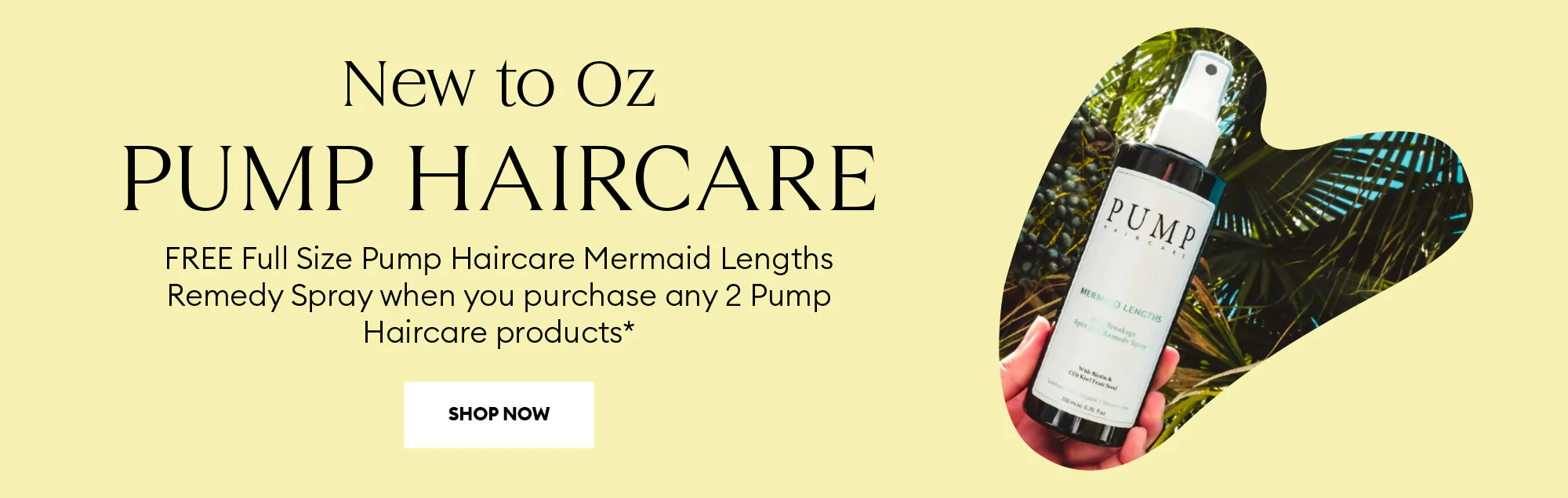 Free Pump Haircare Mermaid Remedy spray when you purchase any 2 pump products