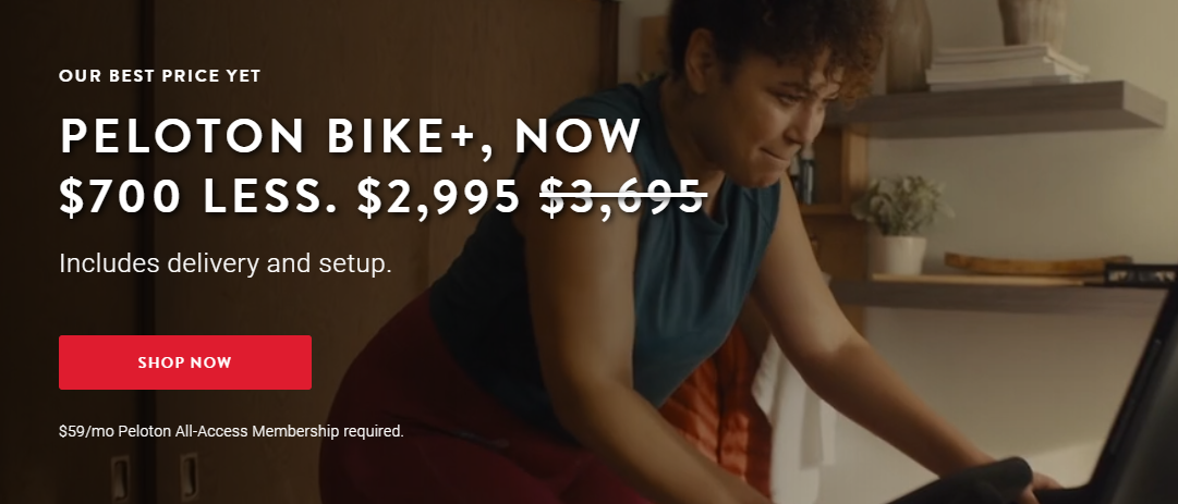 Save $700 OFF on Peloton Bike+ now $2995 was $3695
