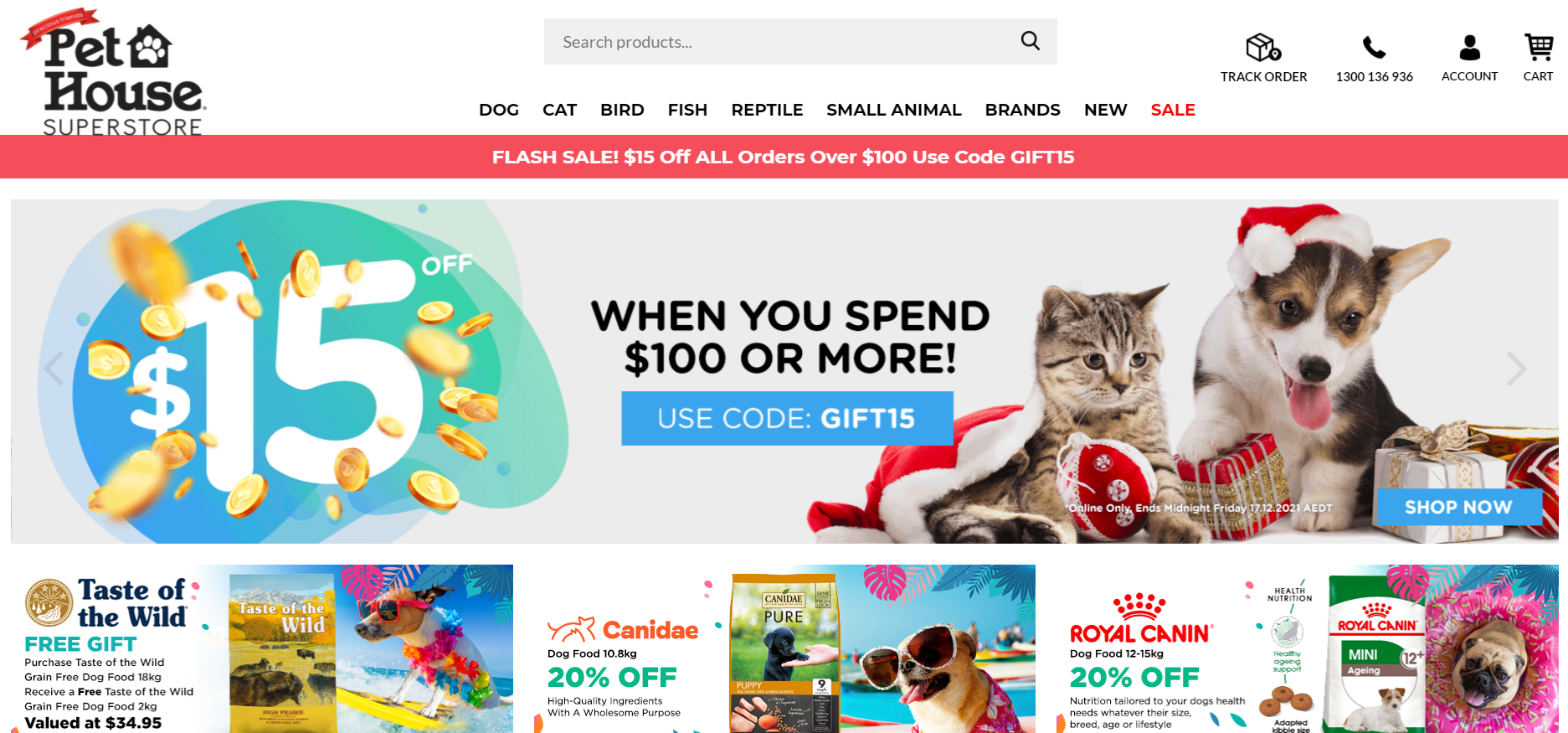 Flash sale extra $15 OFF $100 with Pet House promo code. Save on pet food, clothes & more