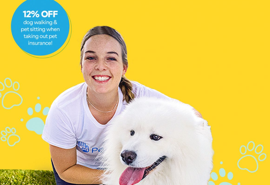 12% OFF on all services including dog walking & pet sitting with pet insurance