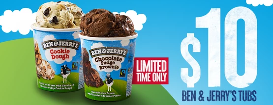 Choose any 458ML Ben & Jerry's Tub for $10 @ Pizza Hut