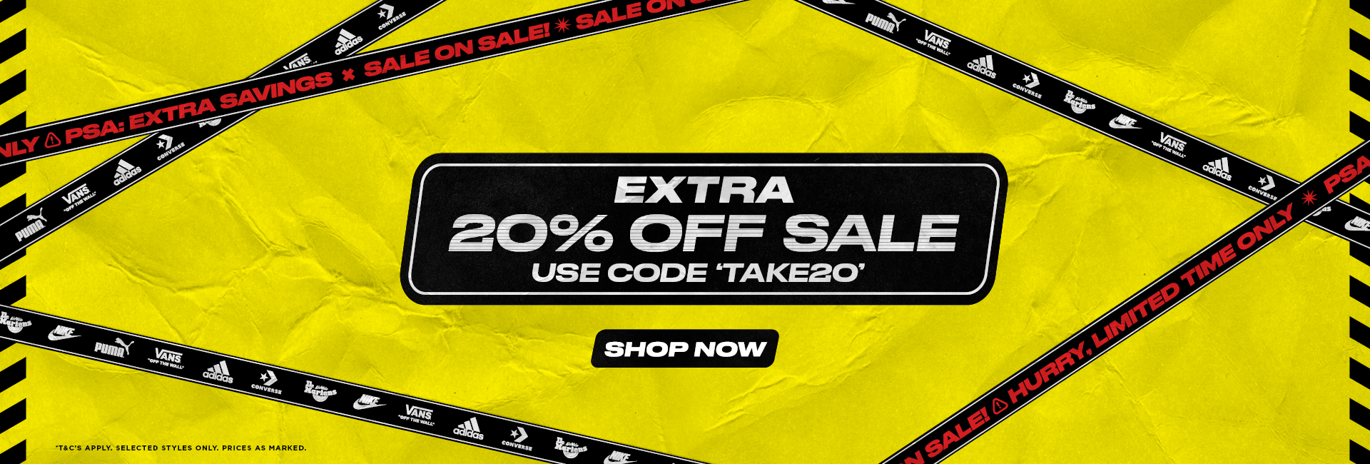 Take a further extra 20% OFF on sale styles