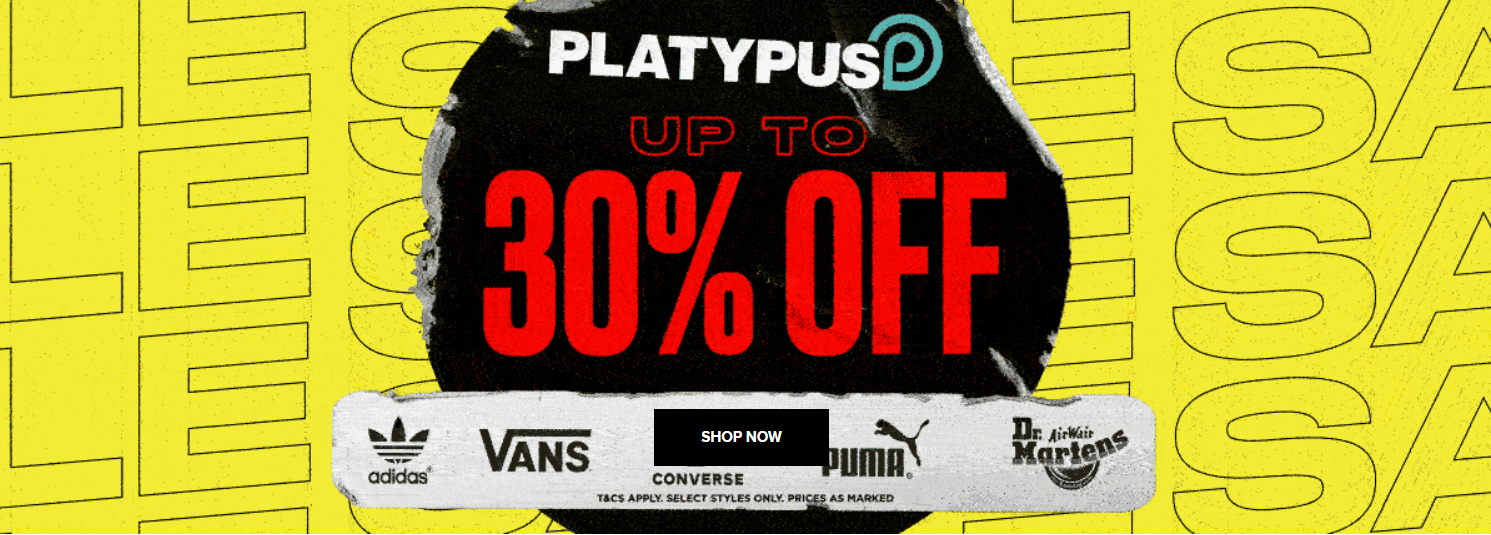 Up to 30% OFF on Vans, Puma, Adidas, Convers & more at Platypus Shoes