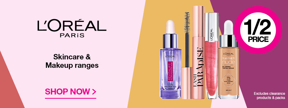 Priceline Half price sale on L'Oréal Paris skincare & makeup ranges