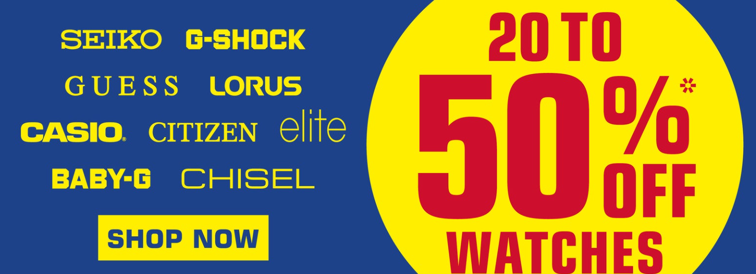 20-50% OFF Watches including Seiko, Guess, Casio, G-Shock, Chisel & more