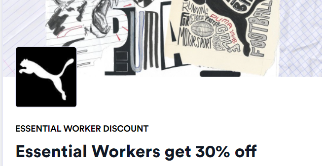 Essential Workers like Teacher, Healthcare, & others get 30% OFF at Puma